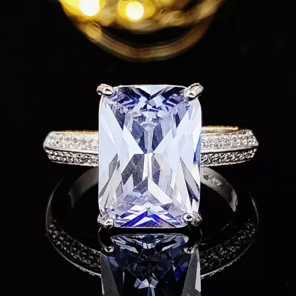 Sterling Silver 6ct Engagement Ring - Picture 1 of 4